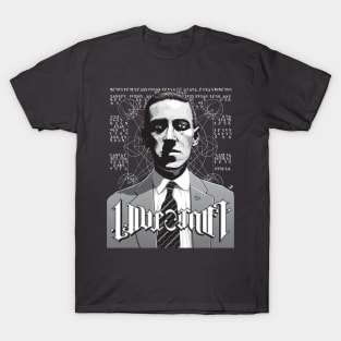 H P Lovecraft Ambigram Portrait T-Shirt